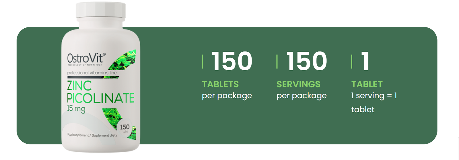 Zinc Picolinate I 15mg I 150 Tablets